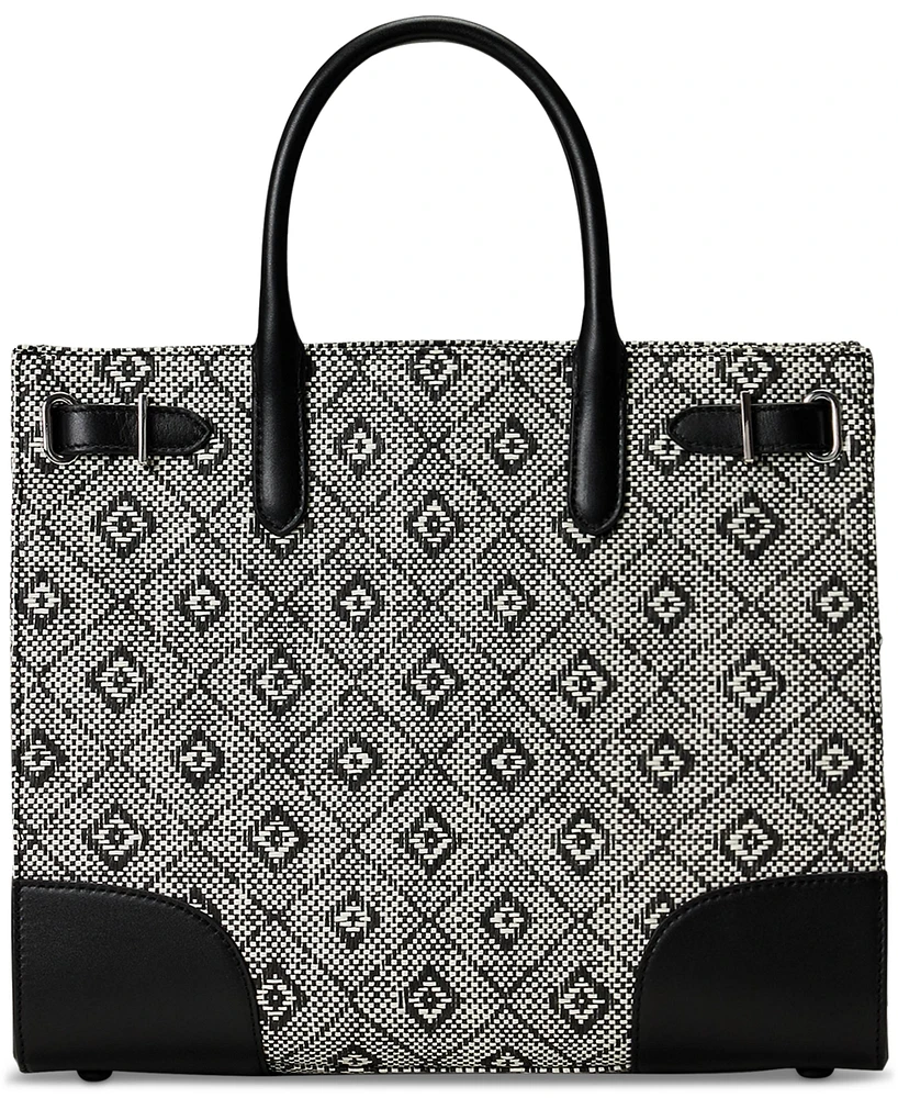 Lauren Ralph Lauren Woven Straw Medium Devyn Tote Bag