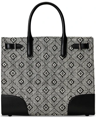Lauren Ralph Lauren Woven Straw Medium Devyn Tote Bag