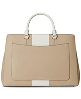 Lauren Ralph Lauren Two-Tone Leather Large Hanna Satchel