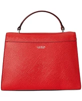 Lauren Ralph Crosshatch Leather Large Farrah Satchel