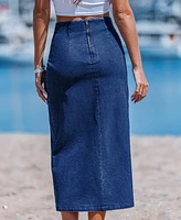 Cupshe Women's Sunkissed Twist Denim Midi Skirt