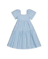 Hope & Henry Toddler Girls Flounce Sleeve Tiered Linen Dress