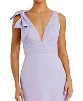 Mac Duggal Women's Sleeveless V Neck Bow Detail Mermaid Gown