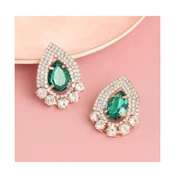 Sohi Women's Silver Teardrop Stud Earrings