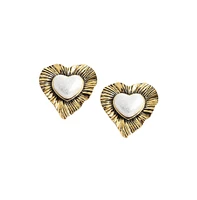 Sohi Women's Pink Royal Heart Stud Earrings