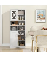 Tall Floor-Standing Bathroom Cabinet with 3 Cubes and Clear Acrylic Doors