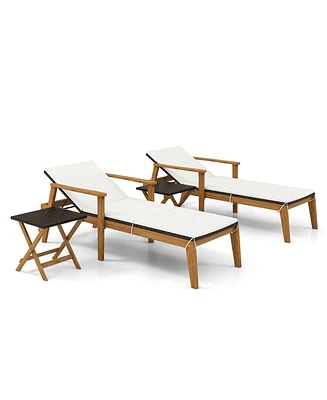 Gymax Set Of 4 Outdoor Chaise Lounge Chair Set w/ Armrests & 4-Level Backrest for Poolside