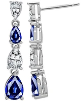 Blue Spinel (3/4 ct. t.w.) & Lab Grown White Sapphire (1-7/8 ct. t.w.) Pear-Shaped Linear Drop Earrings in Sterling Silver