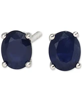 Sapphire Oval Solitaire Stud Earrings (7/8 ct. t.w.) in 14k White Gold
