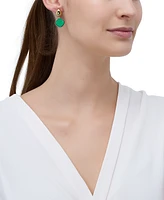Green Onyx Square Drop Earrings 24k Gold-Plated Sterling Silver (Also Black Onyx)
