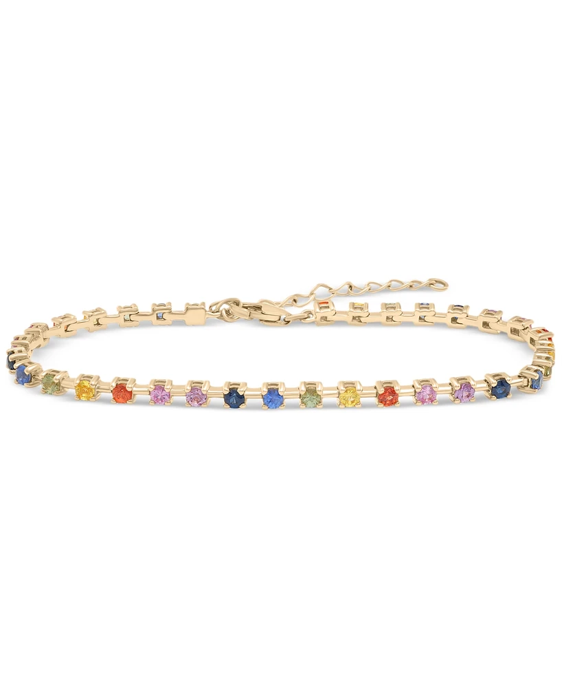 Lab Grown Multicolor Sapphire Flex Bracelet (2-1/8 ct. t.w.) in 14k Gold over Sterling Silver