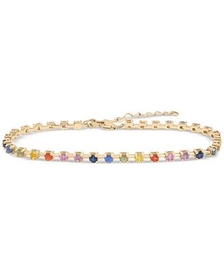 Lab Grown Multicolor Sapphire Flex Bracelet (2-1/8 ct. t.w.) in 14k Gold over Sterling Silver