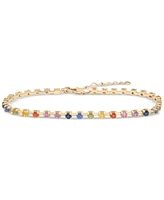 Lab Grown Multicolor Sapphire Flex Bracelet (2-1/8 ct. t.w.) in 14k Gold over Sterling Silver
