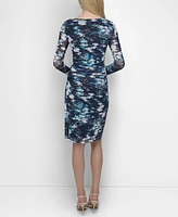 Dkny Women's Printed Mesh Long-Sleeve Sheath Dress
