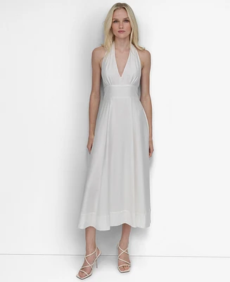 Dkny Women's Halter V-Neck Tie-Back Midi Dress