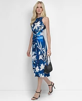 Dkny Women's Floral-Print Twisted-Waist Midi Dress