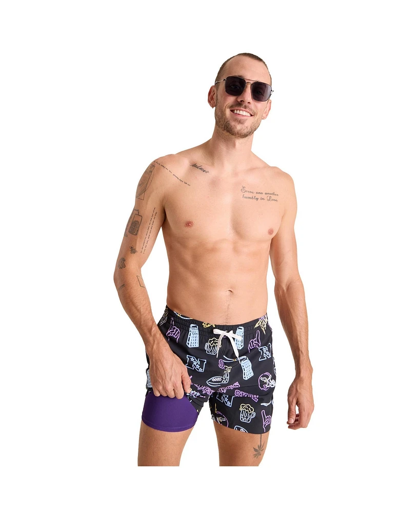 Chubbies Men's 5.5" Black Minnesota Vikings The Neon Lined Classic Swim Trunks