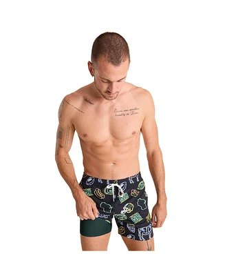 Chubbies Men's 5.5" Black Green Bay Packers The Neon Lined Classic Swim Trunks