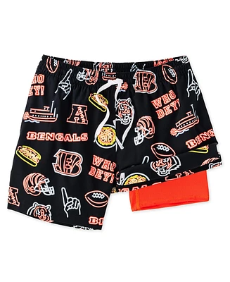Chubbies Men's 5.5" Black Cincinnati Bengals The Neon Lined Classic Swim Trunks