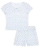 Max & Olivia Big Girls Pointelle with Lace Floral-Print Shorts Pajama Set
