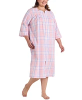 Miss Elaine Plus Embroidered Seersucker Robe