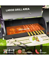 Outsunny 231 Sq.In. Steel Portable Charcoal Bbq Grill and Offset Smoker Combo