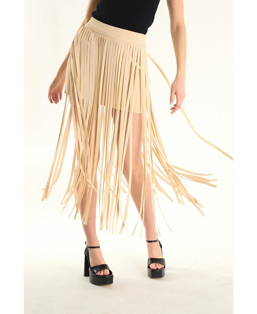 endless rose Women's Knit Fringe Skirt