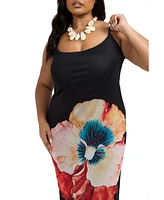 Fashion-szn Curve Plus Sleeveless Floral Print Dress