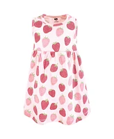 Hudson Baby Girls Cotton Dress and Cardigan Set, Strawberry Love