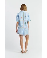 Chinti & Parker Women's Linen-Cotton Peanuts Vacation Shorts