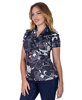 24seven Comfort Apparel Petite Black and White Short Sleeve V-Neck Wrap Top