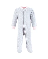 Hudson Baby Girls Fleece Sleep and Play, Basic Pink Floral