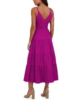 Siena Women's Cotton-Blend Spaghetti-Strap Tiered Maxi Dress