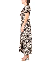 Msk Petite Square-Neck Short-Sleeve Maxi Dress