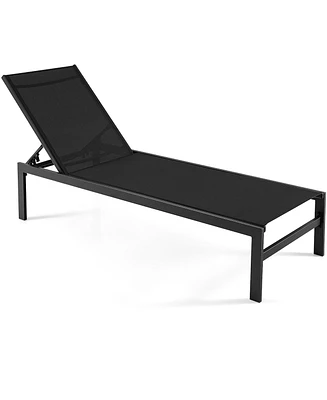 Gymax Patio Chaise Lounge Adjustable Lounge Chair W/ 6-Position Backrest