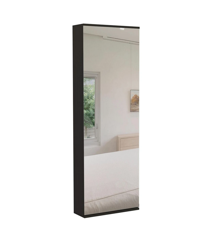 Baltimore Wall Mounted Shoe Rack, Mirror, Single Door, Ten Shoes Capacity, White