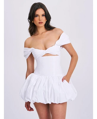 Miss Circle Women's Umika White Bubble Hem Mini Dress