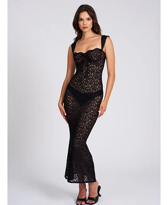 Miss Circle Women's Veronica Black Lace Maxi Dress