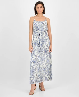 Robbie Bee Women's Printed Scoop-Neck Chiffon Dress