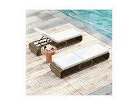 7-Position Adjustable Pe Rattan Outdoor Chaise Lounge Chair