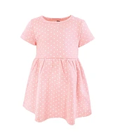 Hudson Baby Girls Cotton Dresses, Gold Pink Hearts