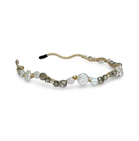 Wavy Oyster Pearl Headband - Grey