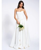 Miss Circle Women's Umay White Drop Waist Satin Corset Bridal Gown