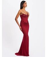 Miss Circle Women's Fatima Crystal Sleeveless Corset Mermaid Maxi Dress