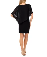 Msk Petite Embellished Cape-Overlay Shift Dress