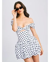 Miss Circle Women's Umika Polka Dots Bubble Hem Mini Dress