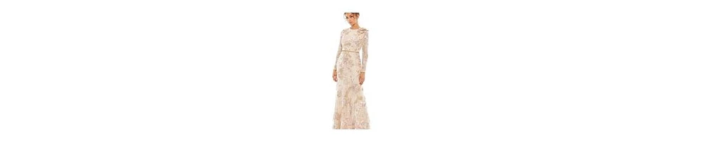 Women's Floral Embroidered Lace Trumpet Gown