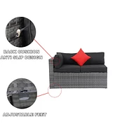 5 Piece Outdoor Sectional Sofa Set with Cushions and Pillows