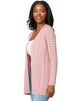 Melissa Paige Petite Pointelle Open-Front Cardigan Sweater
