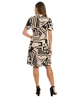 London Times Petite Collared Short-Sleeve A-Line Dress